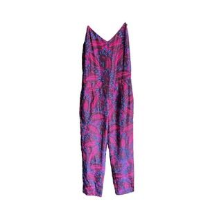 NWOT J.Crew Womens Floral Spaghetti Strap Jumpsuit V-Neck Size 00 Purple